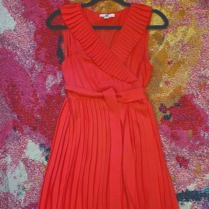 Ya Los Angeles Coral Wrap Around Pleated Dress